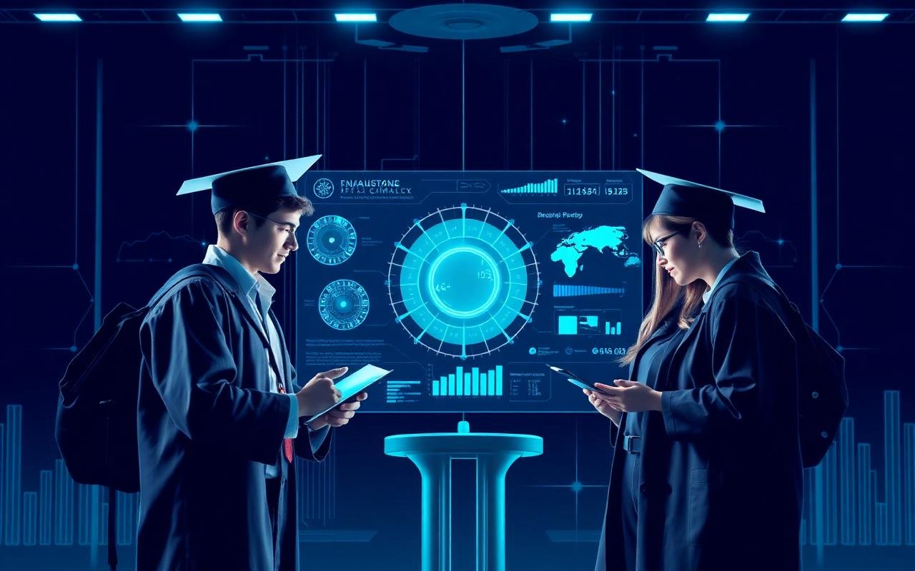 خريجون يستعرضون لوحات بيانات تفاعلية